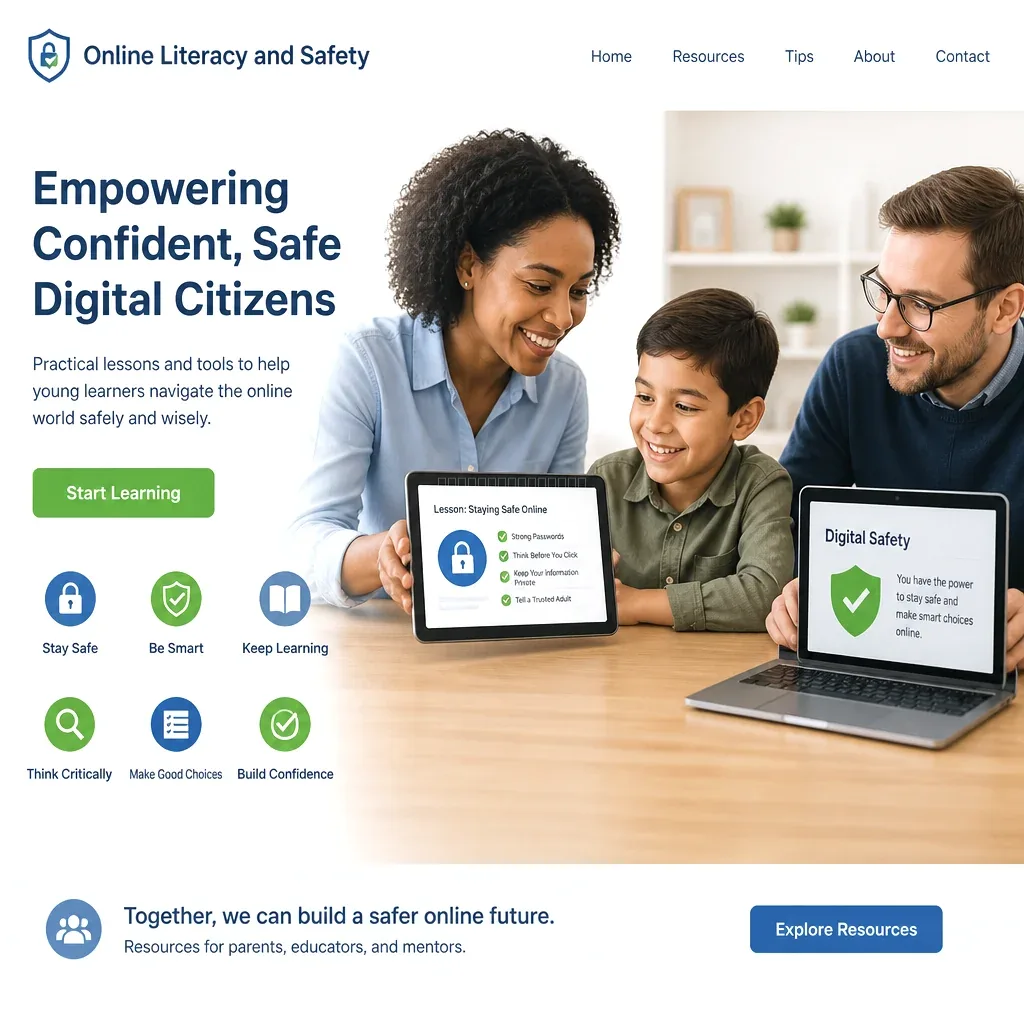Teacher guiding students through a digital literacy exercise